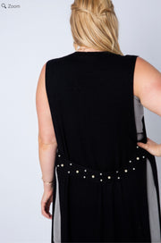 37 OT {Treasure Trove} VOCAL Black Vest w/Pearls PLUS SIZE XL 2X 3X