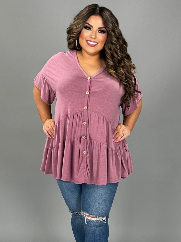 66 SSS {Certain Charm} Magenta Tiered Button Up Top PLUS SIZE 1X 2X 3X