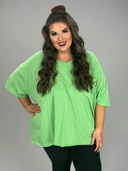 27 SSS {Happy As Can Be} Heather Green V-Neck Top w/Pocket  PLUS SIZE 1X 2X 3X 1X