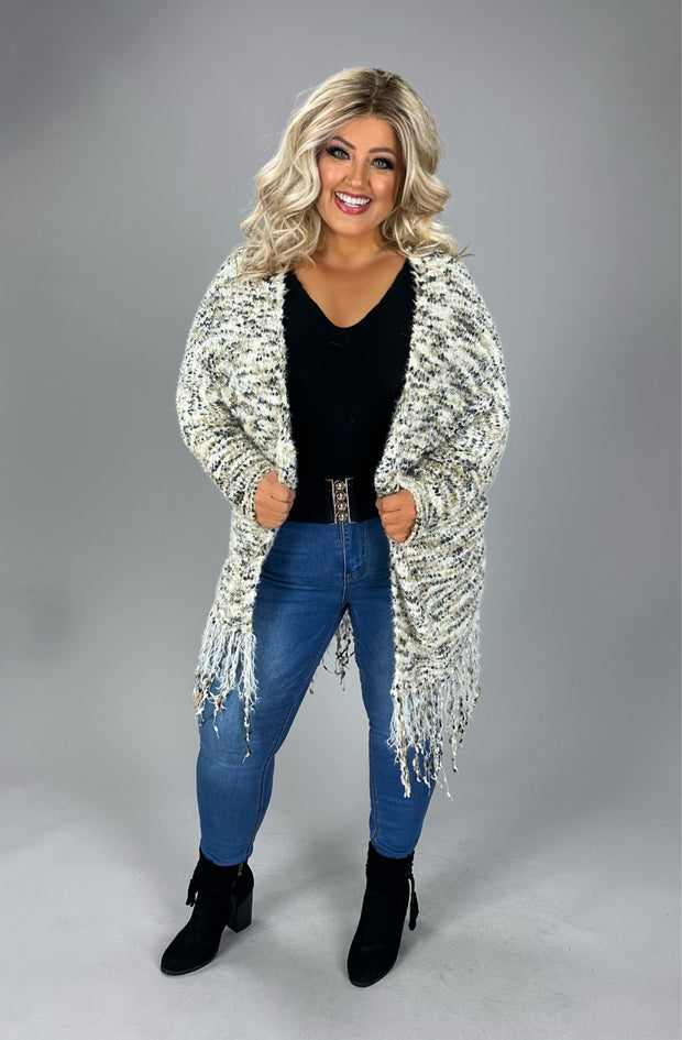 36  OT-C {First Pick} Umgee Creme/Mocha Sweater PLUS SIZE XL 1X  2X