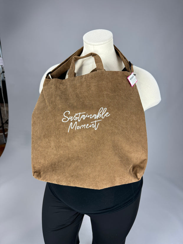 BAG {Sustainable Moment} Brown Corduroy Ribbed Bag