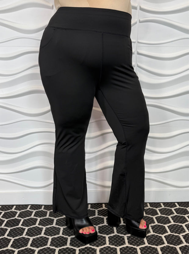 LEG-68 {Feeling Fun} Black Wide Waist Pants w/Back Pockets CW PLUS SIZE 1X