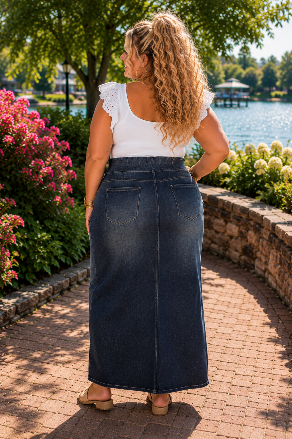 LEG-79 {Be Girl} Black Wash Stretch Denim Maxi Skirt EXTENDED PLUS SIZ – Curvy Boutique Plus Size Clothing