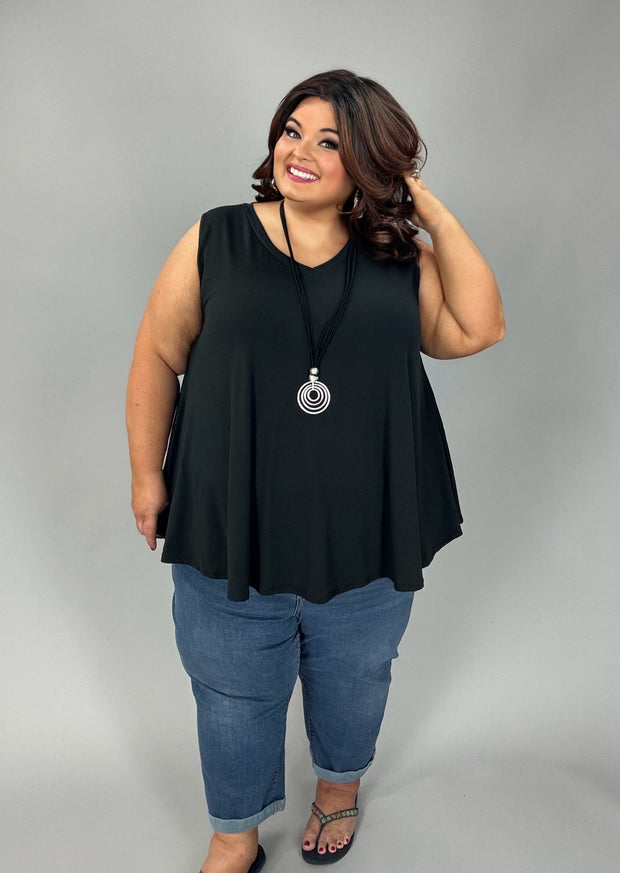 100 SV {Simple Classy Style} Black Sleeveless V-Neck Top EXTENDED PLUS SIZE 2X 3X 4X  TRUE TO SIZE!!