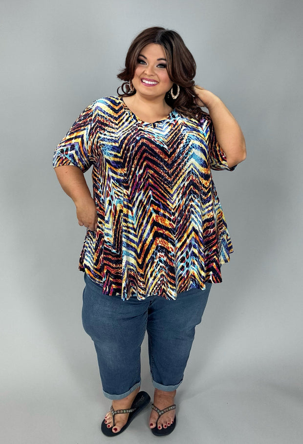 100 PSS {Feel It All} Multi Animal Print V-Neck Top EXTENDED PLUS SIZE 3X 4X 5X