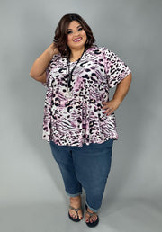 100 PSS {Wild Heart} Pink Leopard Short Sleeve Babydoll Top EXTENDED PLUS SIZE 3X 4X 5X