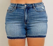 BT {All I Have} Judy Blue Vintage Wash Release Hem Shorts PLUS SIZE 1X 2X 3X