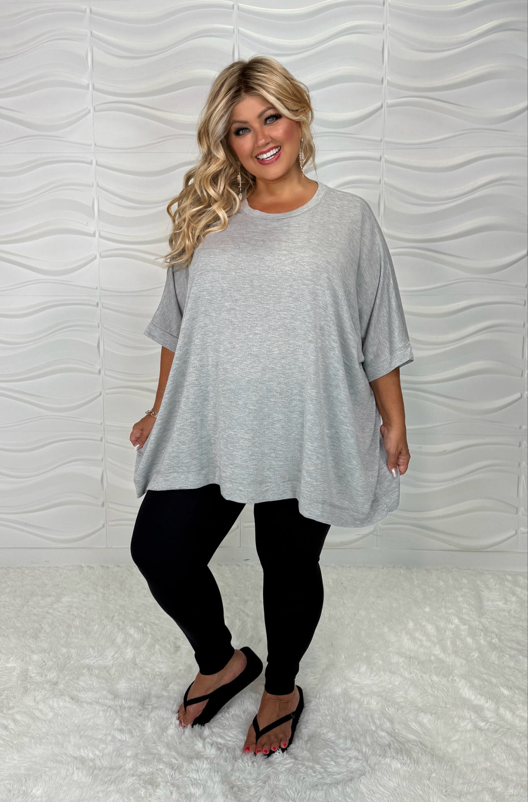 20 SSS-X {Free Forever} H. Grey Oversized Top PLUS SIZE 1X/2X 2X