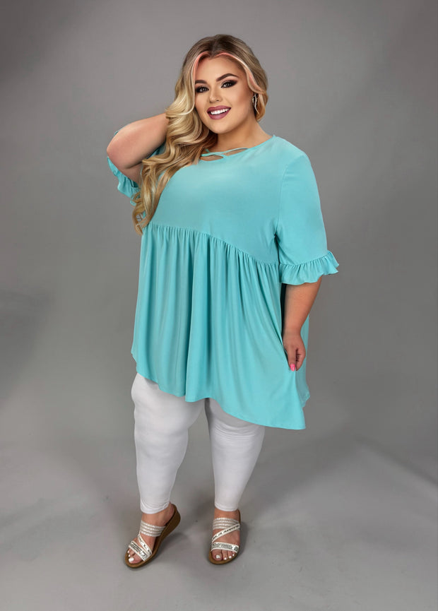 100 SSS {There Is Hope} Ice Mint Cross Neck Tunic EXTENDED PLUS SIZE 3X 4X 5X