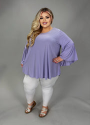 100 SQ {Soulful Feeling} Lavender Mist Flounce Sleeve Top EXTENDED PLUS SIZE 3X 4X 5X