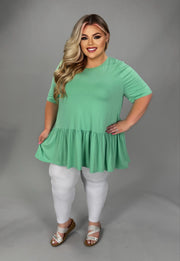 100 SSS {Someday Soon} Mint Round Neck Babydoll Top EXTENDED PLUS SIZE 3X 4X 5X