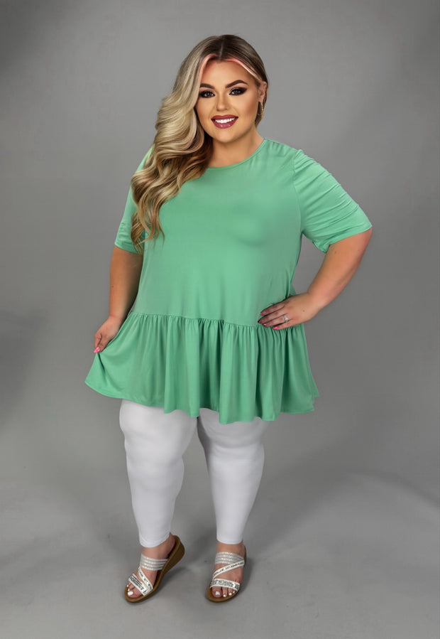100 SSS {Someday Soon} Mint Round Neck Babydoll Top EXTENDED PLUS SIZE 3X 4X 5X