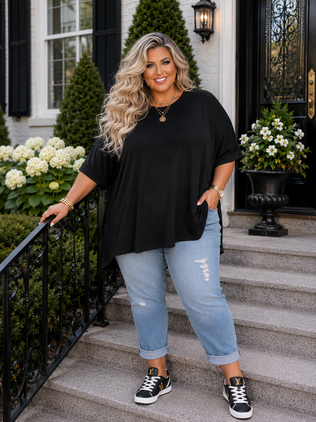 18 SSS-Z {Free Forever} Black Oversized Top PLUS SIZE 1X/2X 2X/3X