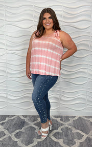 24 SV-A {Wait For Me} Blush Tie Dye V-Neck Top PLUS SIZE XL 2X 3X
