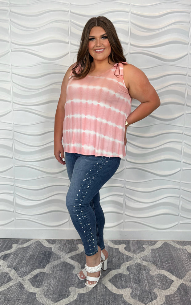 24 SV-A {Wait For Me} Blush Tie Dye V-Neck Top PLUS SIZE XL 2X 3X