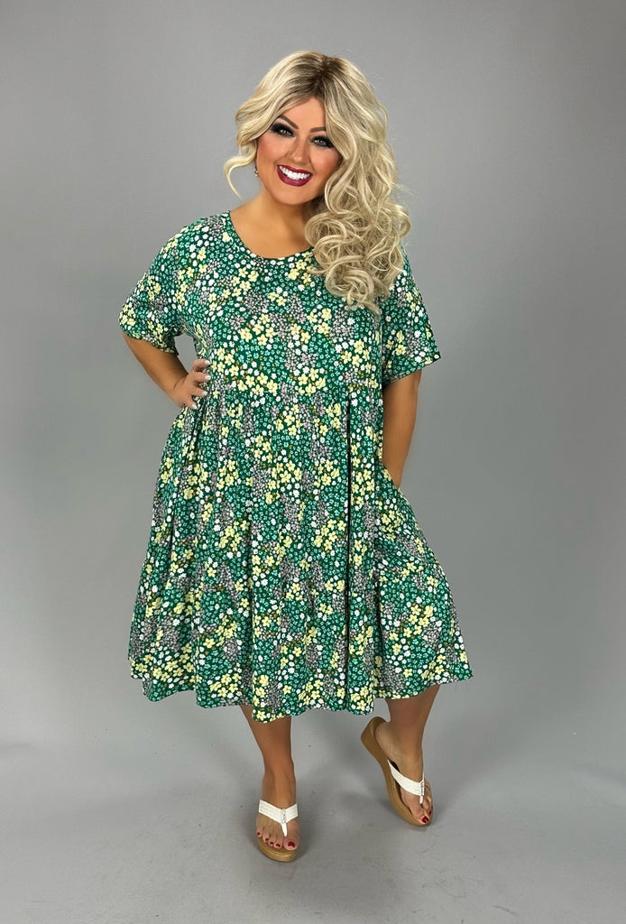 green emerald velvet dress Small Town Charm Floral Maxi Dress in Green Curves 1XL / Green main image 0