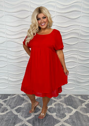 65 SSS-B {Moving Forward} "UMGEE" Red Layered Dress PLUS SIZE XL 1XL 2XL
