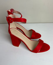 SHOES {Statement Piece} Red Suede Ankle Strap Heels