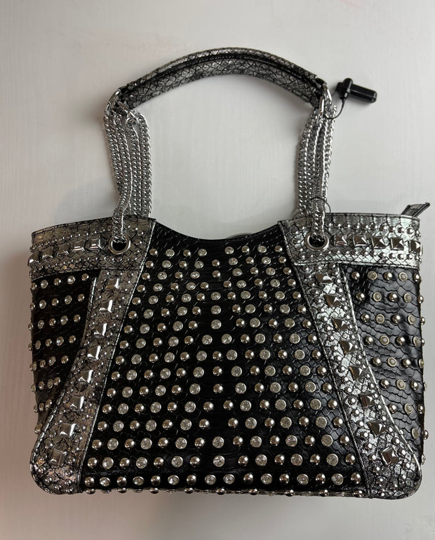 {Handbag Express} Black/Silver with Diamonds & Studs