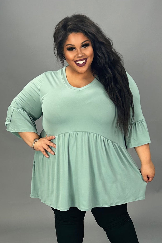 29 SQ {Capture Simplicity} Green Babydoll V-Neck Top EXTENDED PLUS SIZE 3X 4X 5X