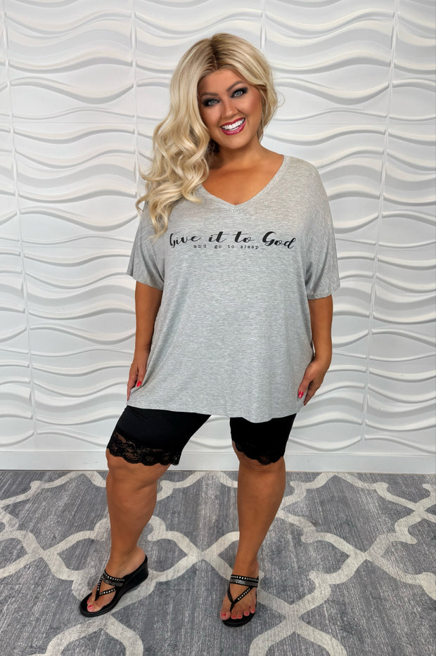 18 GT-B {Give It To God} Heather Grey V-Neck Graphic Tee PLUS SIZE 1X 2X 3X