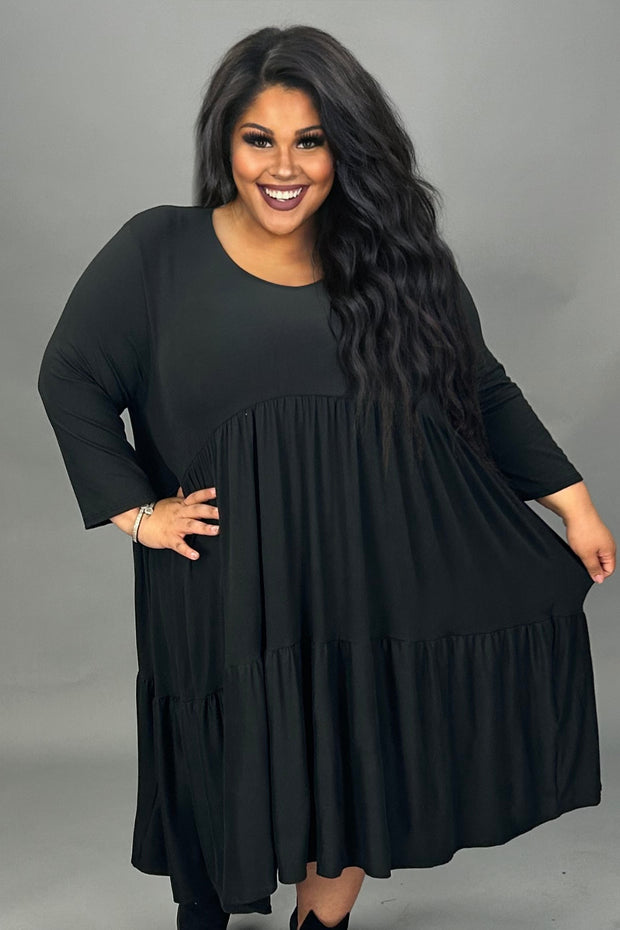 32 SQ {Capture A Memory} Black Tiered V-Neck Dress EXTENDED PLUS SIZE 3X 4X 5X