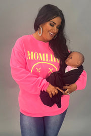 78 GT-U {Mom Life Here} Hot Pink/Yellow Graphic Sweatshirt PLUS SIZE XL 2X 3X