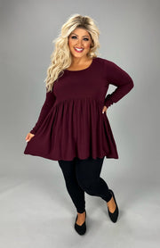 94   SLS-A {Keep It Going} Dk. Burgundy Babydoll Hi/Low Top PLUS SIZE 1X 2X 3X
