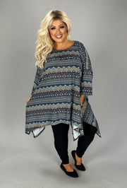 15 PQ {Tell Me A Story} Multi-Color Zig Zag Stripe Print Top EXTENDED PLUS SIZE 3X 4X 5X