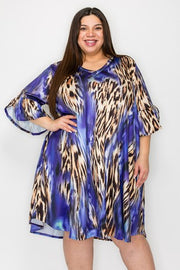 100 PQ {Certain To Impress} Purple Brown Animal Print Dress EXTENDED PLUS SIZE 2X 3X 4X  TRUE TO SIZE!!