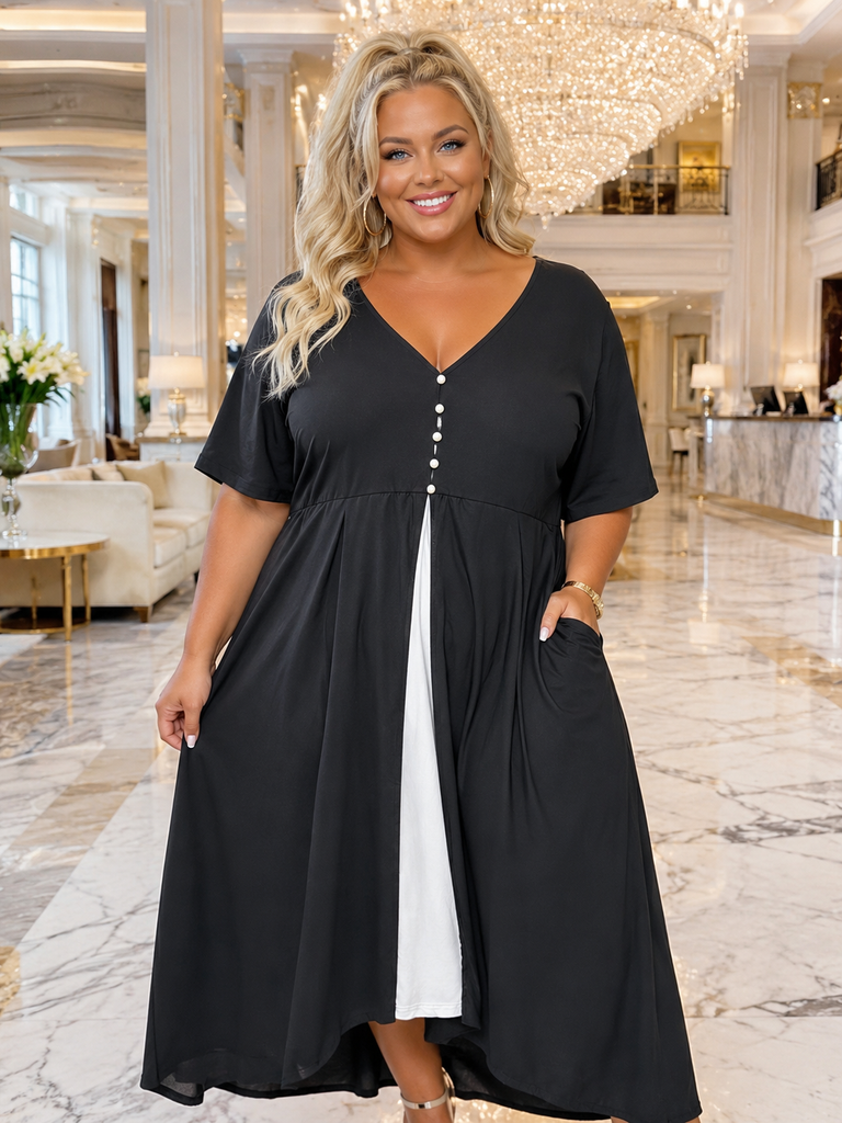 sheer plus size dresses LD-S {Sheer Elegance} Black Midi Dress w/Sheer Overlay CW EXTENDED PLU –  Curvy Boutique Plus Size Clothing
