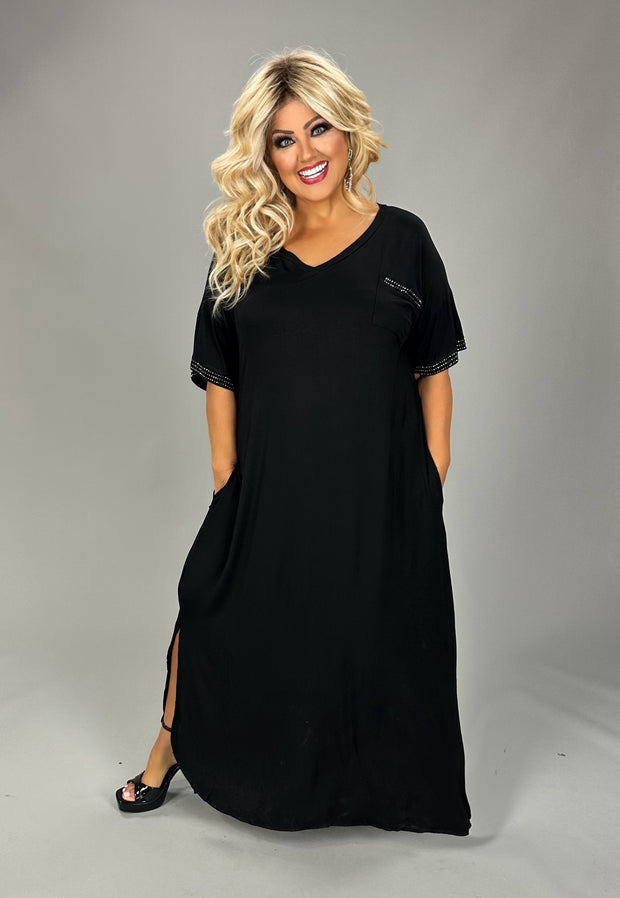 LD {Little Diva} Black Rhinestone Sleeve & Pocket Maxi Dress PLUS SIZE Curvy Boutique Plus Size Clothing LD {Little Diva} Black Rhinestone Sleeve & Pocket Maxi Dress PLUS SIZE Curvy Boutique Plus Size Clothing