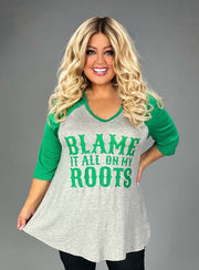 46 GT {Blame It All} Grey/Kelly Green Graphic Tee CURVY BRAND!!!  EXTENDED PLUS SIZE XL 2X 3X 4X 5X 6X (May Size Down 1 Size)