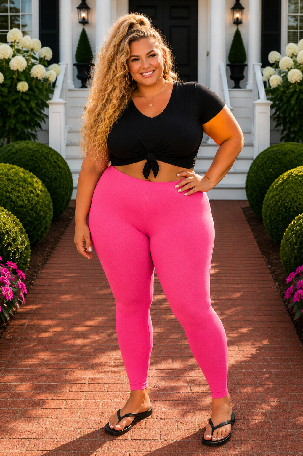 LEG-73 {Against All Odds} Fuchsia Full Length Leggings PLUS SIZE