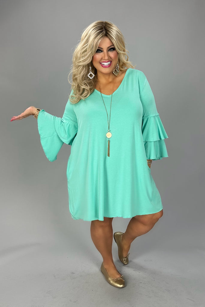 60 SQ {No Excuses} Mint V-Neck Tiered Sleeve Dress PLUS SIZE 1X 2X 3X 1X 60 SQ {No Excuses} Mint V-Neck Tiered Sleeve Dress PLUS SIZE 1X 2X 3X 1X