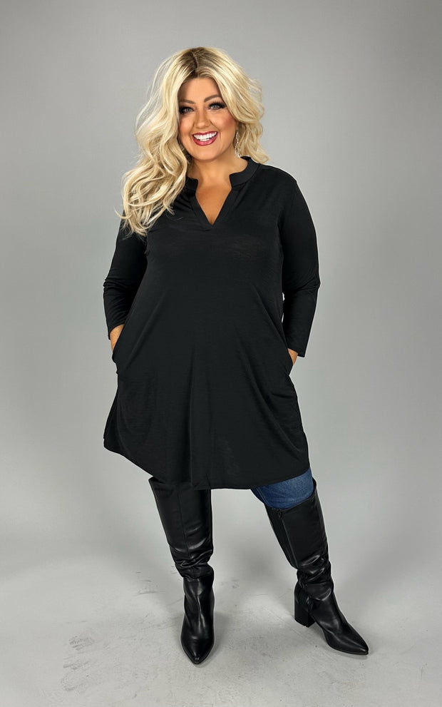 73 SQ {Looking At Me} Black V-Neck Collared Dress PLUS SIZE 1X 2X 3X