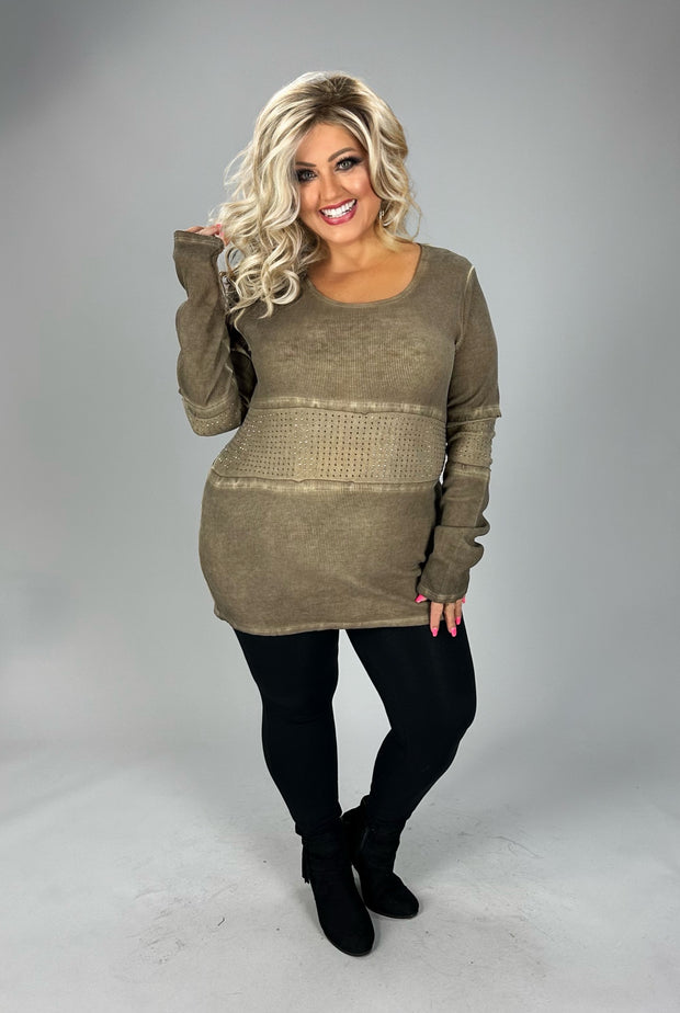 36 SD {Composed Charm} VOCAL Taupe Waffle Knit Top PLUS SIZE XL 2X 3X