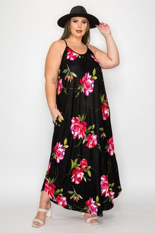 3x maxi dress Mixed Maxi Dress W/Wrap (Black/Off White)