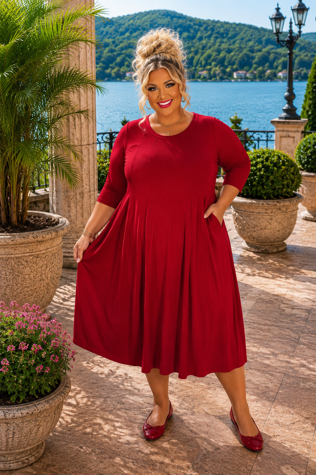 plus size red pleated dress 63 SQ {Playing For Keeps} Red Pleated A-Line Dress PLUS SIZE 1X 2X 3X