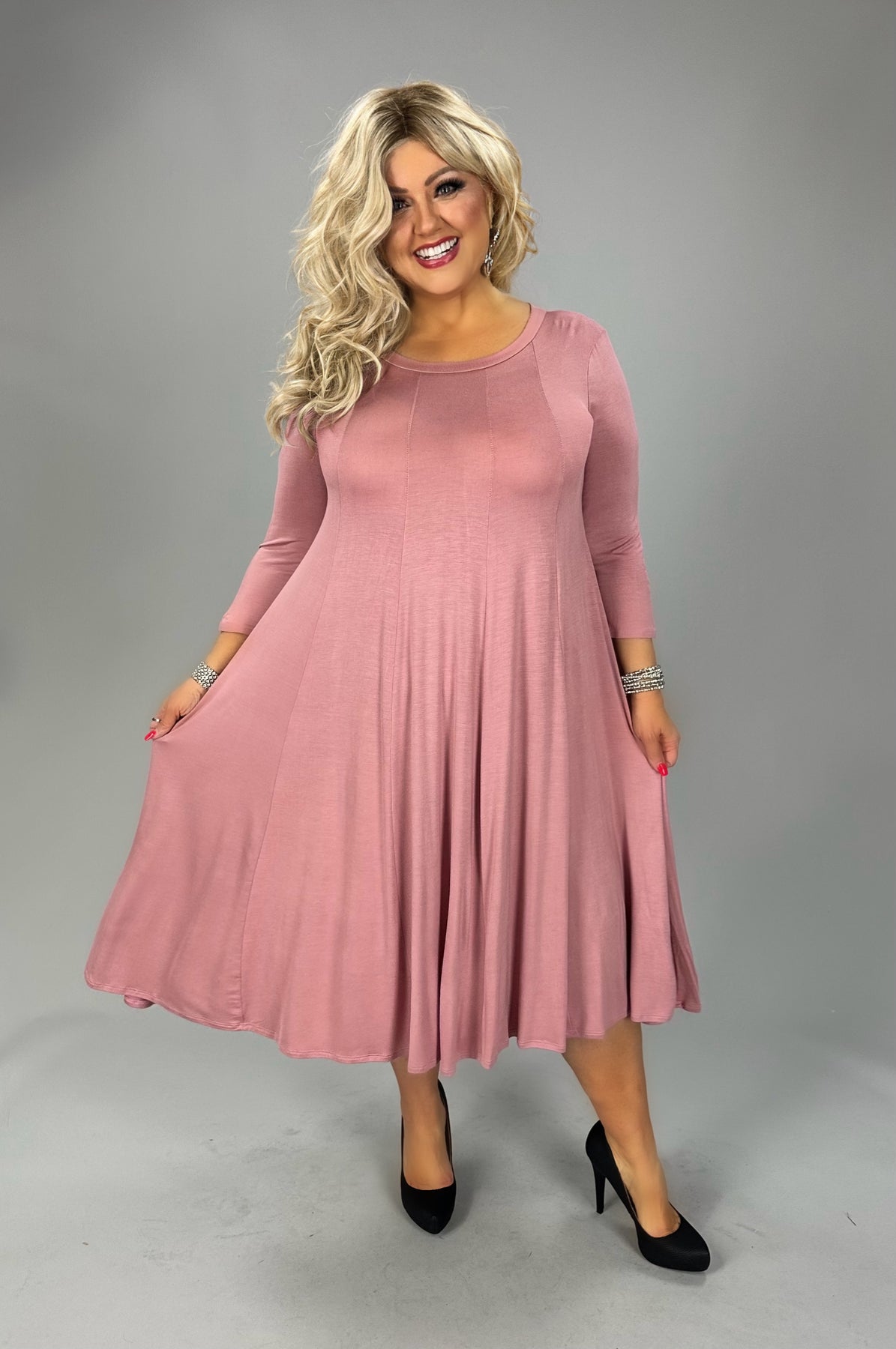 dusty pink plus size dress Clara Drop Waist Chiffon Dress main image 1