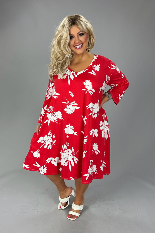 18 PQ {Come A Little Closer} Red White Flower Print Dress EXTENDED PLUS SIZE 3X 4X 5X 18 PQ {Come A Little Closer} Red White Flower Print Dress EXTENDED PLUS SIZE 3X 4X 5X