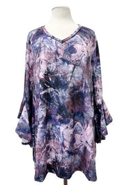 100 PQ {Think Of Me} Purple Print Cascading Sleeve Top EXTENDED PLUS SIZE 4X 5X 6X
