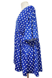 100 PSS {Royal News} Blue White Polka Dot Babydoll Top EXTENDED PLUS SIZE 3X 4X 5X