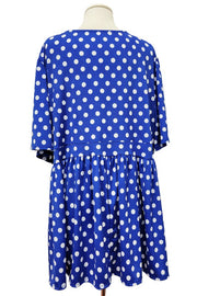 100 PSS {Royal News} Blue White Polka Dot Babydoll Top EXTENDED PLUS SIZE 3X 4X 5X