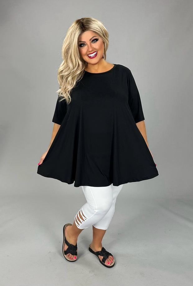 100 SSS {Savor The Feeling} Black Rounded Hem Top EXTENDED PLUS SIZE 2X 3X 4X  TRUE TO SIZE!!