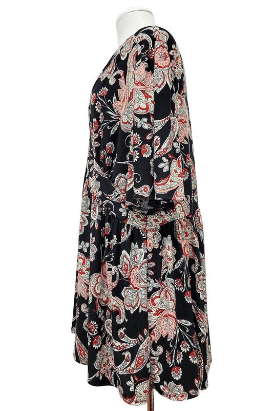 100 PSS {When You Believe} Black Paisley Babydoll Top EXTENDED PLUS SIZE 3X 4X 5X