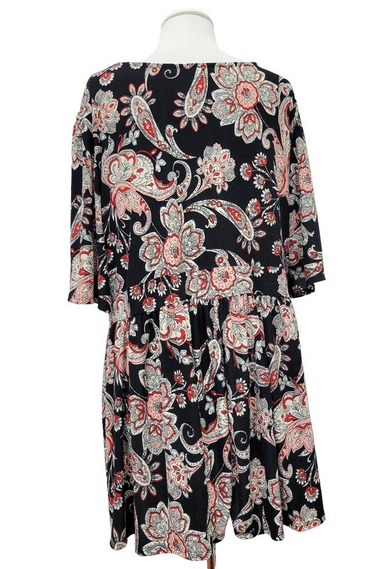 100 PSS {When You Believe} Black Paisley Babydoll Top EXTENDED PLUS SIZE 3X 4X 5X