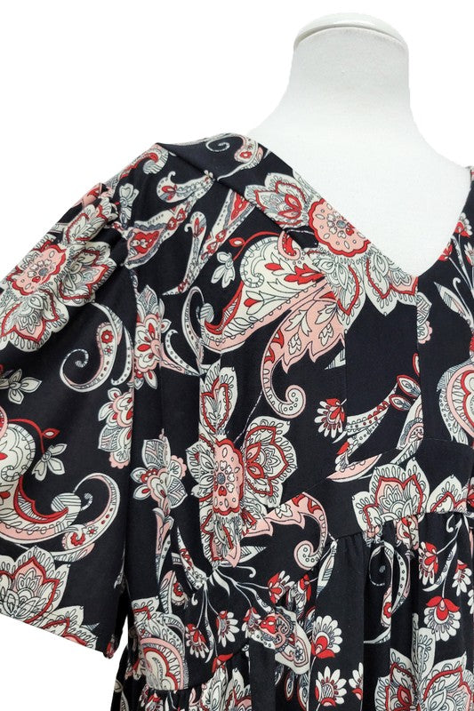 100 PSS {When You Believe} Black Paisley Babydoll Top EXTENDED PLUS SIZE 3X 4X 5X