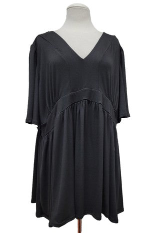 100 SSS {Gonna Be Alright} Black Babydoll Short Sleeve Top EXTENDED PL Curvy Boutique Plus Size Clothing 100 SSS {Gonna Be Alright} Black Babydoll Short Sleeve Top EXTENDED PL Curvy Boutique Plus Size Clothing