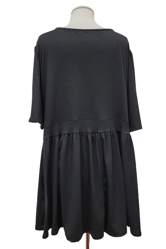 100 SSS {Gonna Be Alright} Black Babydoll Short Sleeve Top EXTENDED PLUS SIZE 3X 4X 5X